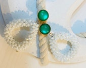 Ohrringe White Green Drop