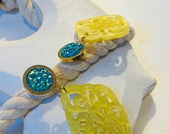 Ohrringe “Yellow Green Glitter“ - Einzelstück