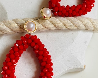 Ohrringe „Pearly Red Drop“