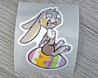 Funny Sticker - Easter Bunny, Rabbit, Cute, Egg, Silly