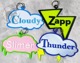 Custom Elements XL Fursuit Dog Tag - Cloud, Lightning Bolt, Slime, Thunder Cloud, 3D Print, Costume accessory