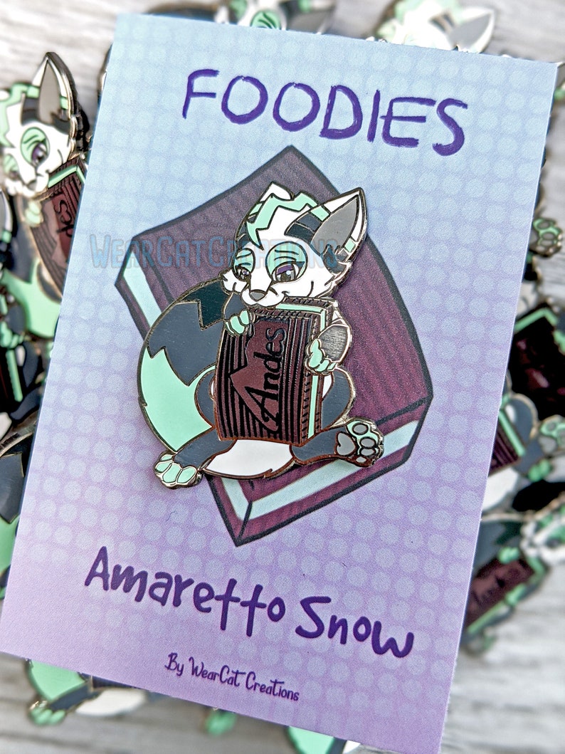 Enamel Fursona Pin Foodie, Candy, Mint, Furry, Fox Amaretto Only