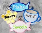 Custom Sweet Treats XL Fursuit Dog Tag - Candy, Coffee Cup, Fish, Honey comb, 3D Print, Costume accessory