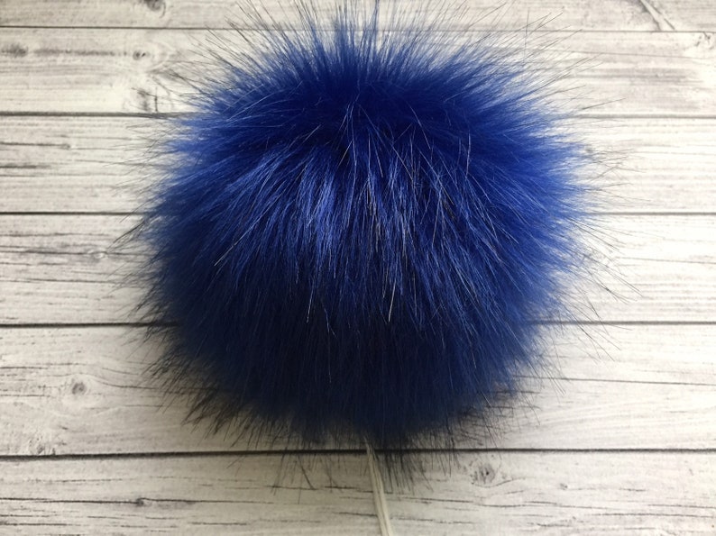 Vegan Furry Ball Hat Topper Blue Faux Fur Pom Pom For Hat 6 Inch Fluffy Fur Bobble