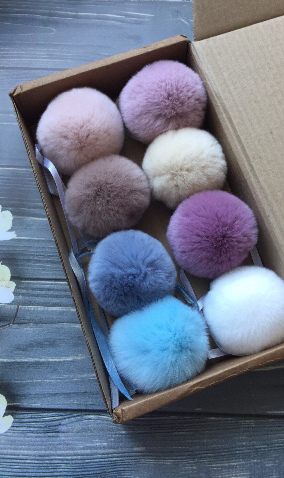 8 Rabbit Real Fur Fluffy Pom Poms For Baby Hat Shoes Pom Pom Etsy
