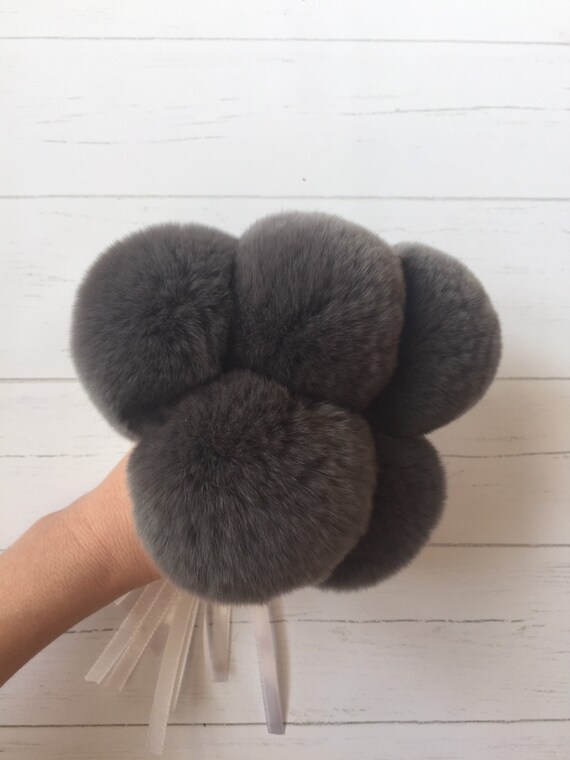 grey fluffy bobble hat