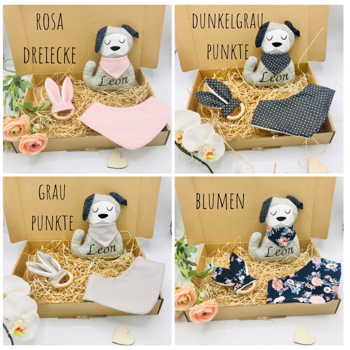 Dog Baby Gift Personalized Gift Box Gift Set With Dog Rattle Etsy UK