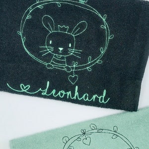 Children's gift personalized, guest towel with name and animal motifs image 4