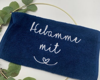 Hebamme Geschenk, Dankeschön für HEBAMME, Gästehandtuch mit Herzschrift, Deko Badezimmer