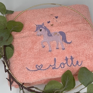 Personalized gift for children, towel with name, unicorn, dino, ballerina