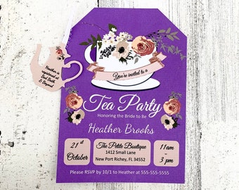 Elegant Tea Party Bridal Shower Invitation