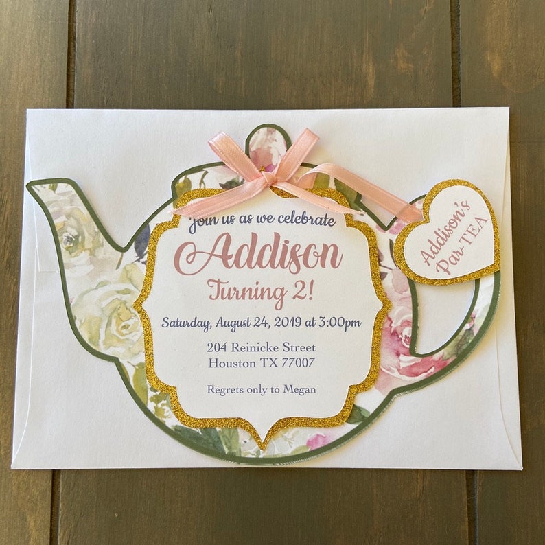 Elegant Tea Party Invitation/Tea Party Birthday Invitations/ Tea Party Bridal Shower Invitation/ Tea Party Invitation/ Baby Shoer Invitation image 2