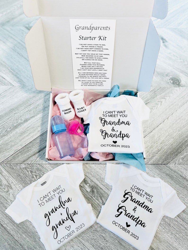 Grand Parents Starter Kit, Baby Announcement, Pregnancy Announcement, Pregnancy Reveal, Can't wait to meet you Box image 2