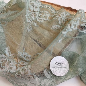 1 meter of delicate elastic CHANTY lace - width 24 cm - soft floral design - Made in Germany - sold by the meter