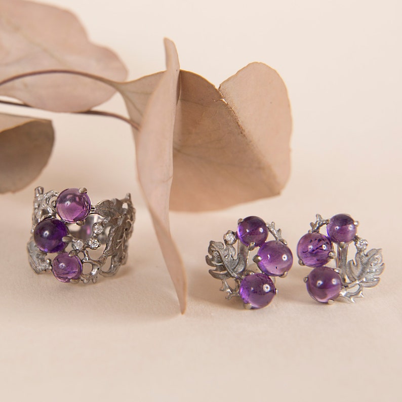 Quartz ring 925 rhodium plated silver