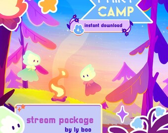 Fairy Camp | Animated Screens for Streaming | Overlay twitch | Cute Forest | Stream Package | Overlay and Assets | Twitch Bundle|
