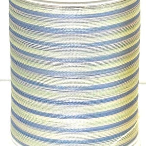 May include: A spool of Sulky brand rayon thread, featuring alternating bands of blue, green, and white. The spool is labeled with "Premium Sulky" and "40 Wt. Rayon". The text "T220" is printed at the bottom.
