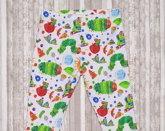 Caterpillar knit leggings, colorful unisex pants, bright insects bugs, butterflies, children's book themed clothes, toddler birthd