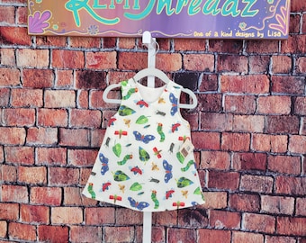 Caterpillar, bugs, insects dress Infant toddler girl 1st birthday. Bird house spring summer vacation holiday family photo cottage core boho