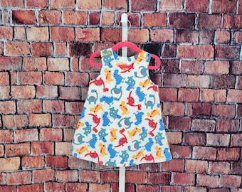 Colorful dinosaurs dress, infant toddler, baby shower gift, 1st birthday, rainbow colors, fun kids party, preschool daycare church photo