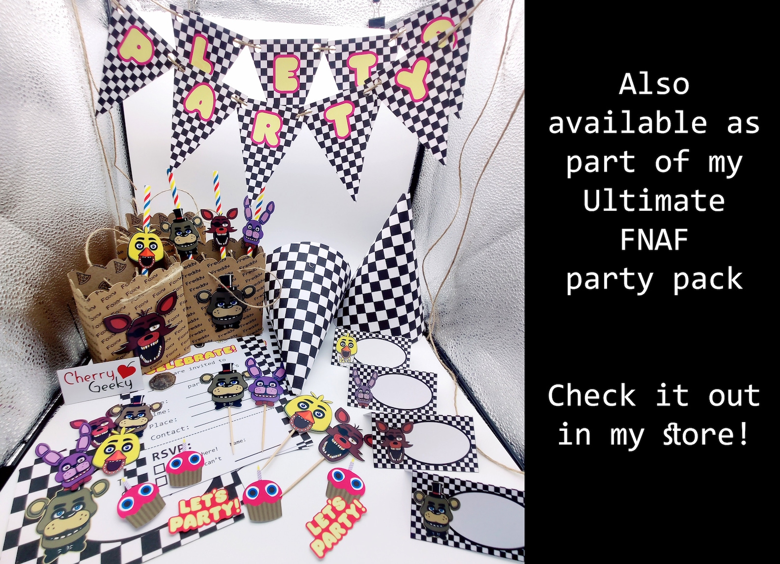 FNAF party hats set of 2 Five Nights At Freddy's themed | Etsy