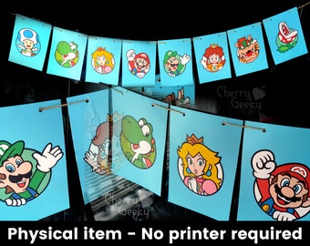 Super Mario party banner / bunting - physical item, no printer required