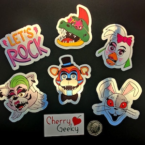 Conjunto de 6 adesivos metálicos FNAF Security Breach