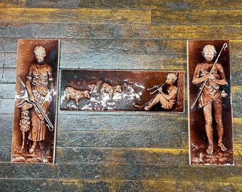 19th Century Trent Tile Co. - Set of Three Fireplace Tiles