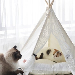 little dove,dog tipi tent, home and tent with lace for dog or pet, removable and washable with Matraze S image 1