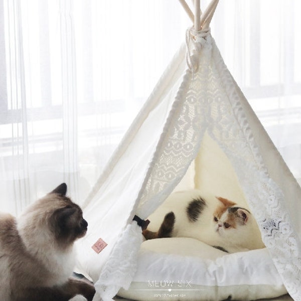 little dove,dog tipi tent, home and tent with lace for dog or pet, removable and washable with Matraze S