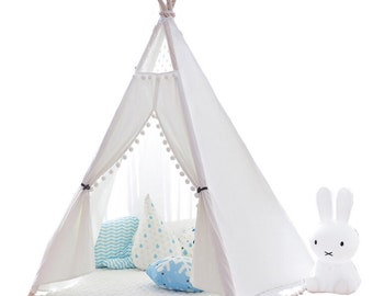 little dove tipi play tent for children with natural cotton sailcloth, children's tent, playhouse, with mat