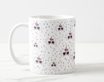 personalisierte Kaffee-Tasse mit Einhorn Namenstasse persönliche Geschenke für Einhornfans Katze Tasse Katze Einhorn Unicorn