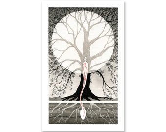 Art Print: 'Urn Burial' (Signed black and white illustration, giclee print.)