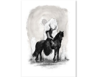 Art Print 'Art Print: 'Herne' (Signed black and white illustration, giclee print.)