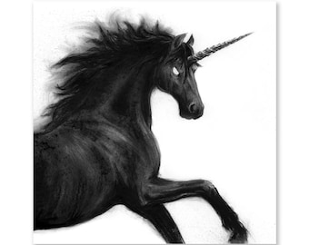 Art Print 'Art Print: 'Unicorn' (Signed black and white illustration, giclee print.)