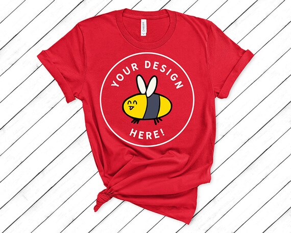 Download Red Bella Canvas 3001 Womens Summer Knotted T-Shirt Mockup ...