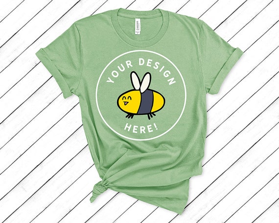 Leaf Bella Canvas 3001 Womens Summer Knotted T-Shirt Mockup Leaf Bella Canvas 3001 Womens Summer Knotted T-Shirt Mockup