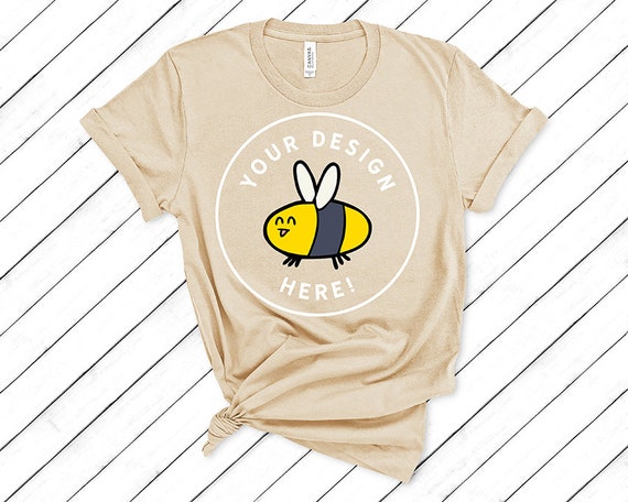 Download Tan Bella Canvas 3001 Womens Summer Knotted T-Shirt Mockup - Crear Mockups Online