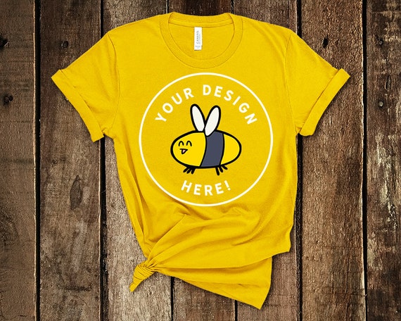 Download Free Bella Canvas 3001 Yellow Womens Summer Knotted T-Shirt Mockup (PSD) - Realistic Logo ...