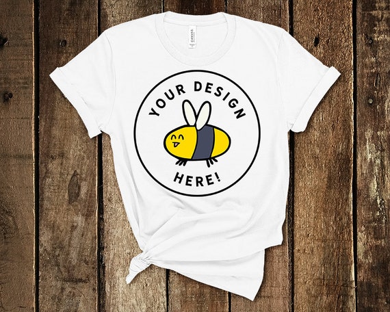 Bella Canvas 3001 White Womens Summer Knotted T-Shirt Mockup