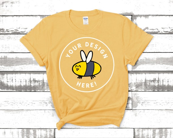 Women S Gildan 5000 Yellow Haze Knotted T Shirt Mockup Etsy
