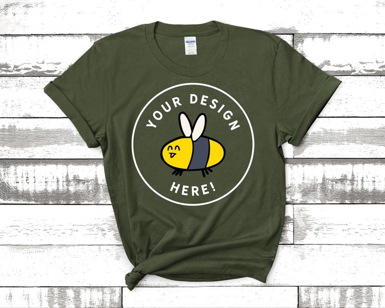 Download Women's Gildan 5000 Military Green Knotted T-Shirt Mockup ...