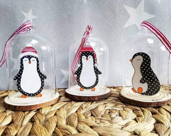 Hanging Bell Jar Penguin Christmas Decorations | Free motion embroidery | cute | handmade | penguins | ornament