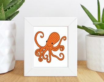 Little octopus Mini Framed Print -   Free motion embroidery | Print | Friends |