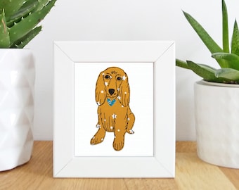 Puppy Mini Framed Print -   Free motion embroidery | Print | Dog | Spaniel