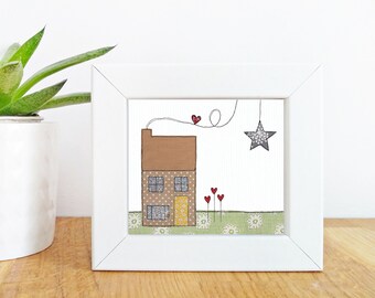 Little House Mini Framed Print -   Free motion embroidery | Print