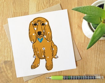 Puppy Love- Blank greeting card | Free motion embroidery | print | Fun | any occasion | Friends | dogs