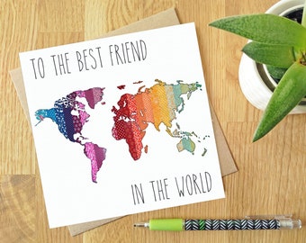 Best Friends - Blank greeting card | Free motion embroidery | print | Fun | any occasion | Friendship | world