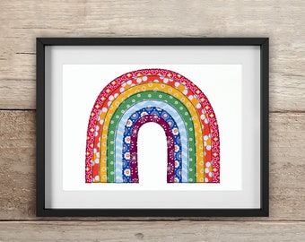 Funky Rainbow Print | A4 , A3, 10x8" | Free motion embroidery | Print | Rainbow | Archival High Quality Print