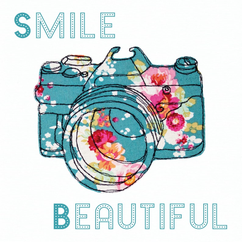 Smile Beautiful Blank greeting card Free motion embroidery print Motivation thinking of you support image 4